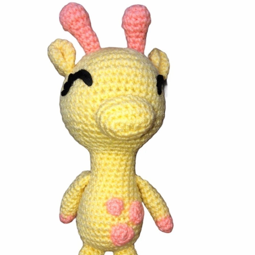 Yellow & peach crochet giraffe plush